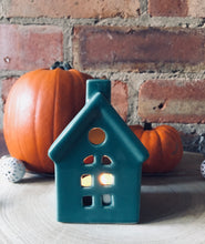 Load image into Gallery viewer, Ceramic Teal House Tea Light
