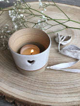Load image into Gallery viewer, 5 Large Soy Wax Tea Lights with Essential Oils & Heart Tea light Holder
