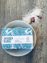 Load image into Gallery viewer, Ivory Ceramic Soap Dish & Juniper Berry Handmade Soap Gift