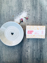 Load image into Gallery viewer, Ivory Ceramic Soap Dish & Milk and Honey Handmade Soap Gift Box