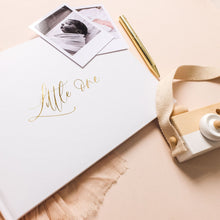 Load image into Gallery viewer, Luxury Baby Journal White & Gold Foil with Gilded Edges