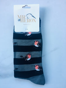 Men's Black and Grey Stripe Robin Bamboo Socks