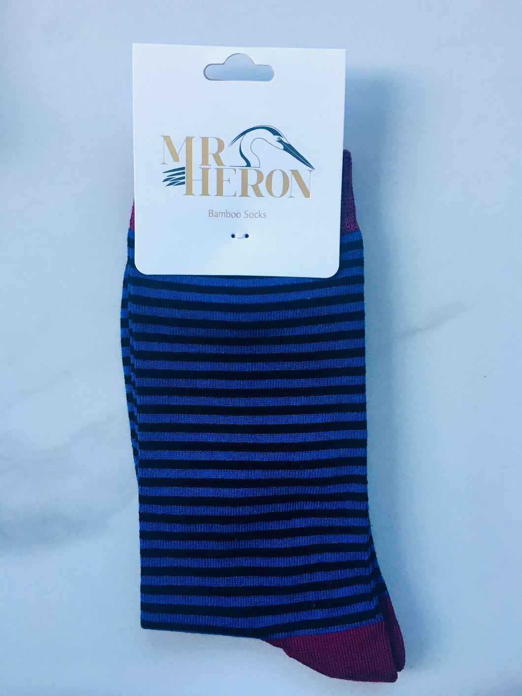 Men's Blue and Black Stripe Bamboo Socks