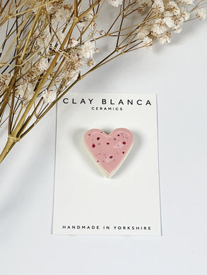 Small Speckled Baby Pink Clay Heart Magnet