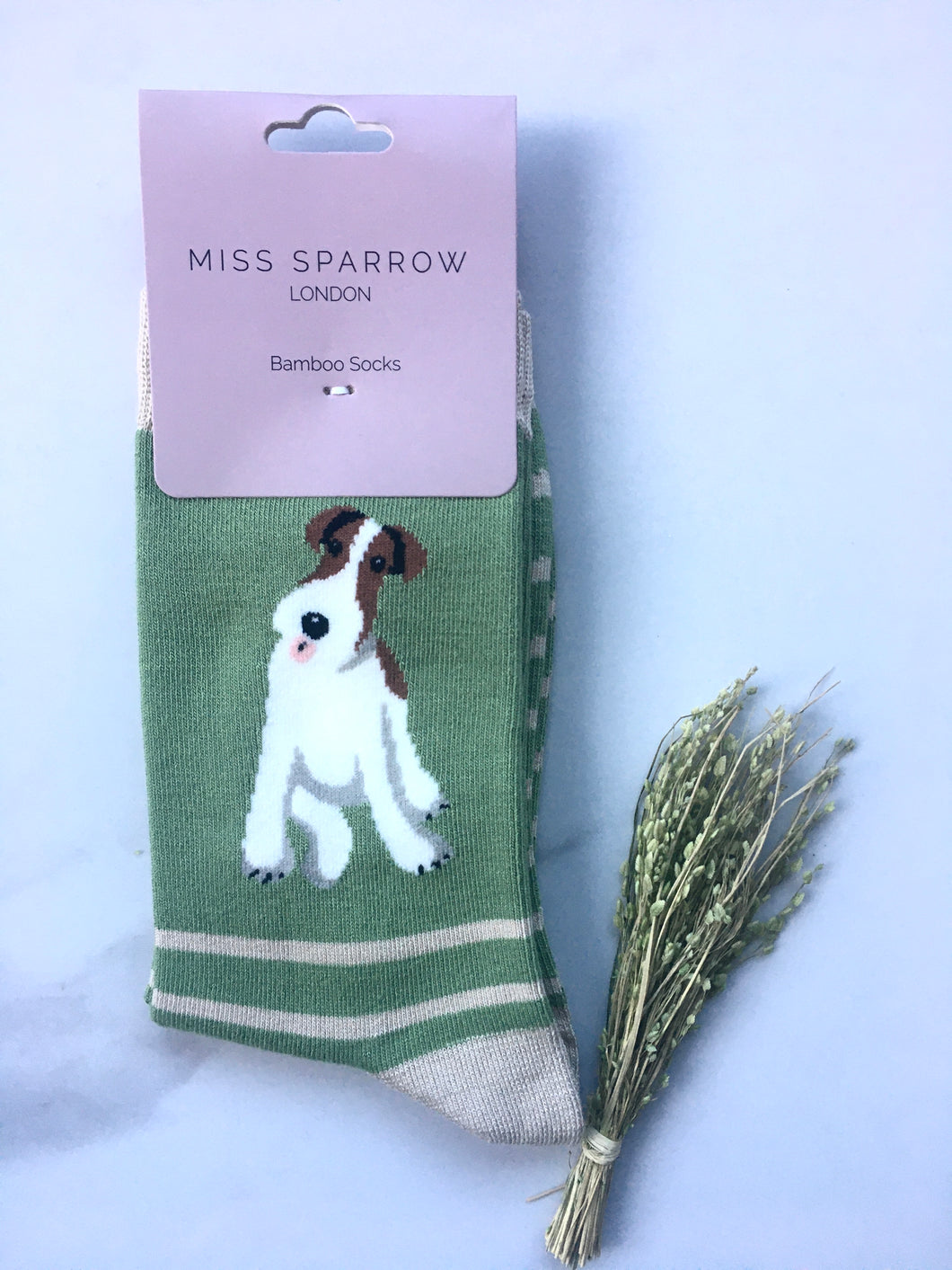 Women's Green and Beige Stripes Bamboo Socks