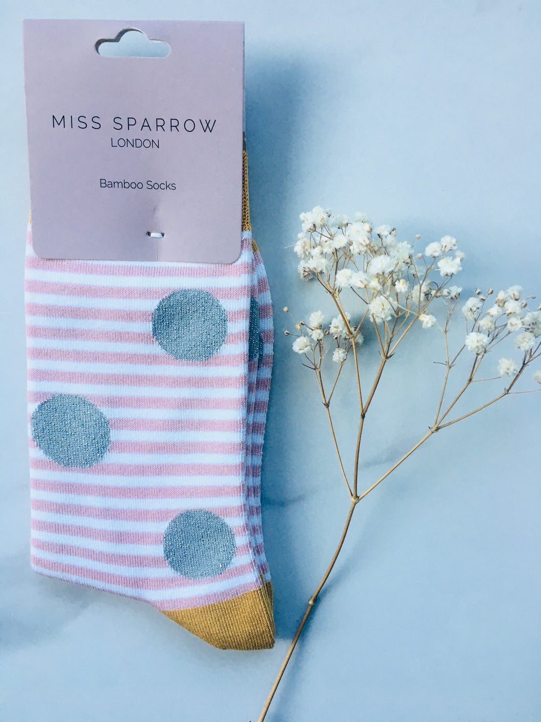 Women's Pink Stripes and Silver Spots Bamboo Socks