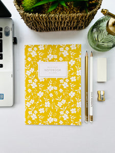 Yellow Vintage Floral Note Book