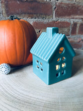 Load image into Gallery viewer, Ceramic Teal House Tea Light