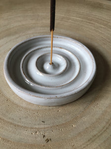 Handmade Fully Glazed White Ceramic Incense Holder
