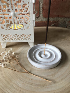 Handmade Fully Glazed White Ceramic Incense Holder