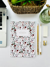 Load image into Gallery viewer, Red Floral Notebook, Letter box friendly Stationary Gift Box